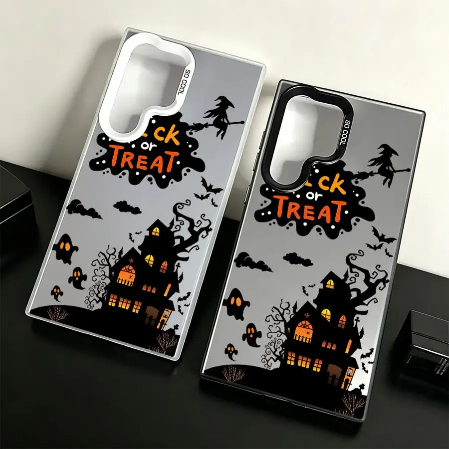 Phone Cover Case for Samsung Galaxy S26 S21 S23 Ultra S22 S23 S25 Edge S20 Plus Note 20 Ultra S24 FE Halloween Castle Bat Witch