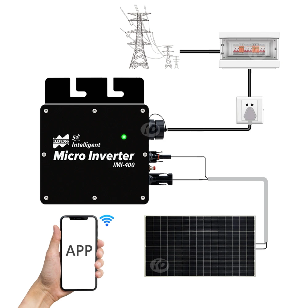 Grid Tie Solar Inverter 400W Microinverter Intelligente 22-50VDC MPPT IP65 WiFi Convertitore Onda Sinusoidale Pura Per 110V 220V Grid