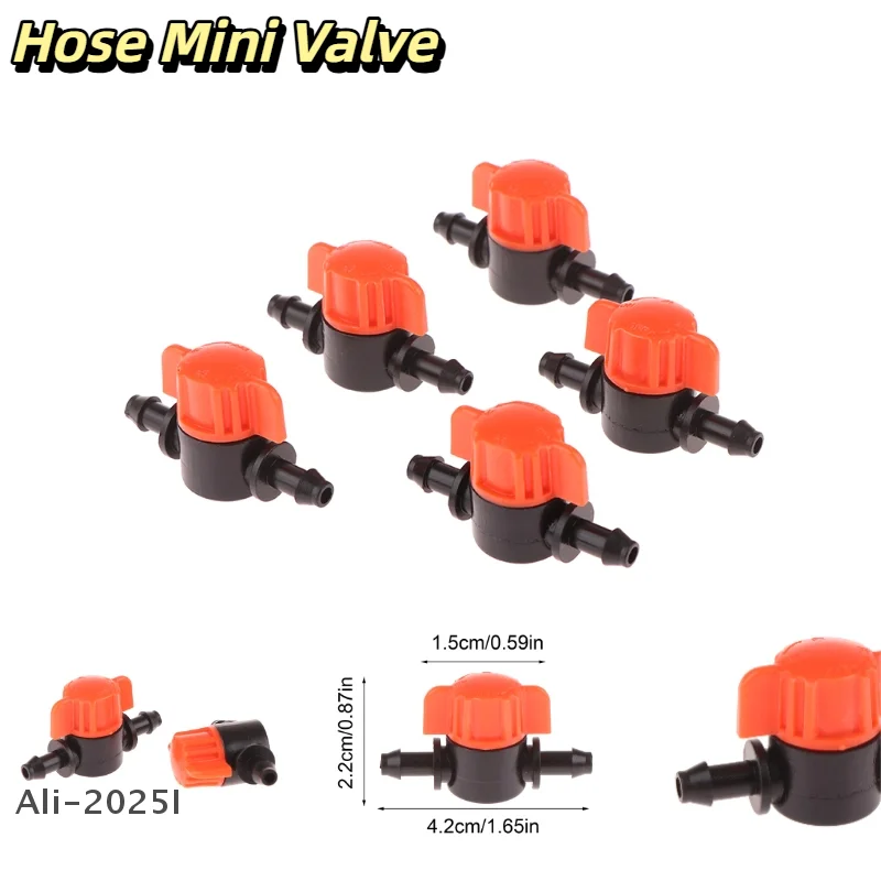 

5/10 Pcs 1/4" Pipe Mini Valve Garden Watering Irrigation Shut Off Controller 4/7mm Hos Waterstope End Barbed Miniature Valve