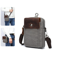 Men's Canvas Travel Waist Bag Small Shoulder Bag Coin Purse Male Multi-Color Casual Belt Pouch Mobile Phone Bag for Men