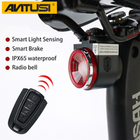 ANTUSI A8 Bike Braking Rear Lamp Aillight Anti-theft Alarm Lock Remote Smart Sense Waterproof Rear Light Wireless Bell Bike Lamp