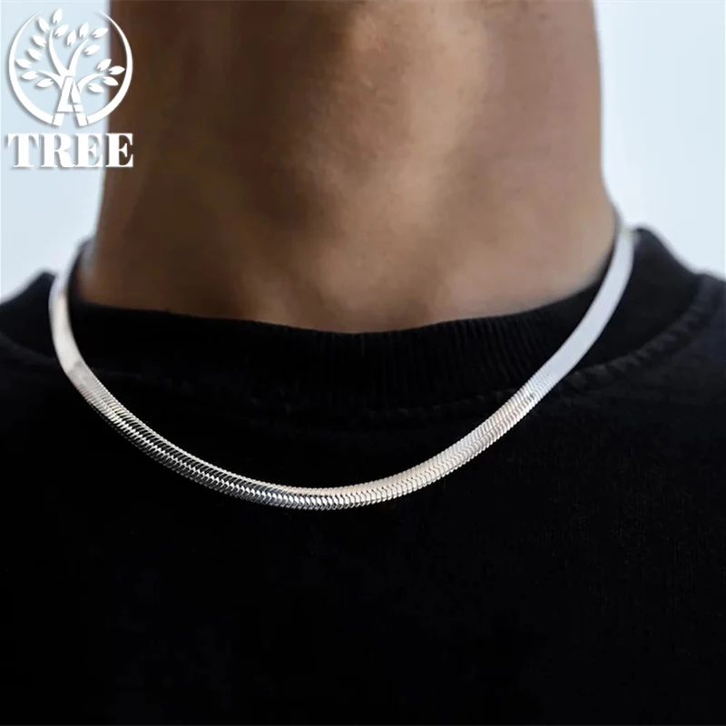 

ALITREE Hip Hop Side Snake Chain Necklace Men's New Fashion 925 Sterling Silver Necklace Jewelry Accessories Party Gifts