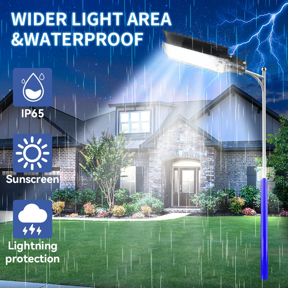 

100W Solar Street Light Outdoor Courtyard Lamp Remote Control IP67 Waterproof Wall Lamp for Garden Residential Patio Path Yard