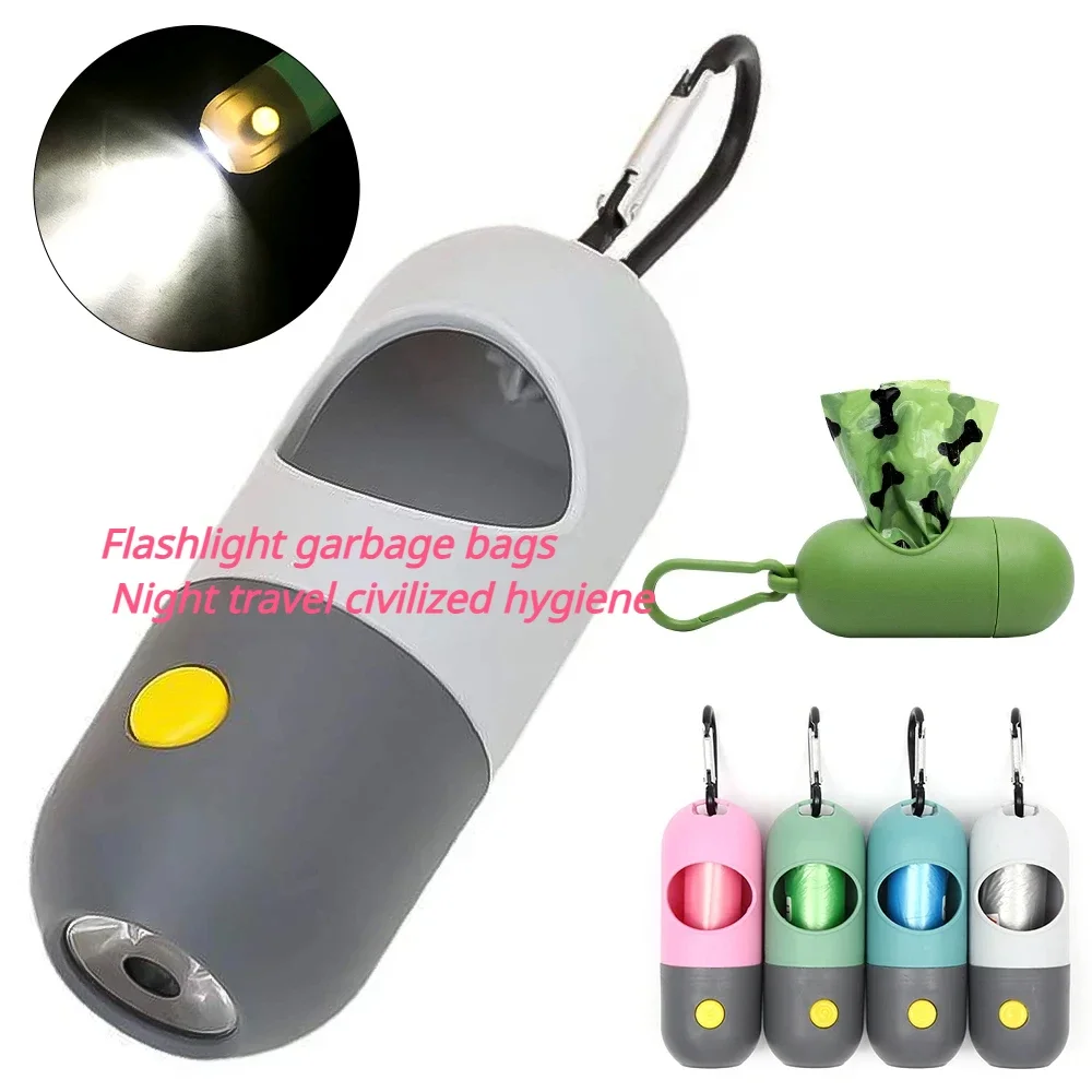 Led Light Dog Poop Bags Dispenser Degradable Waste Bag Outdoor Portable Pet Trash Bags Dog Cat Cleaning Supplies Accessories