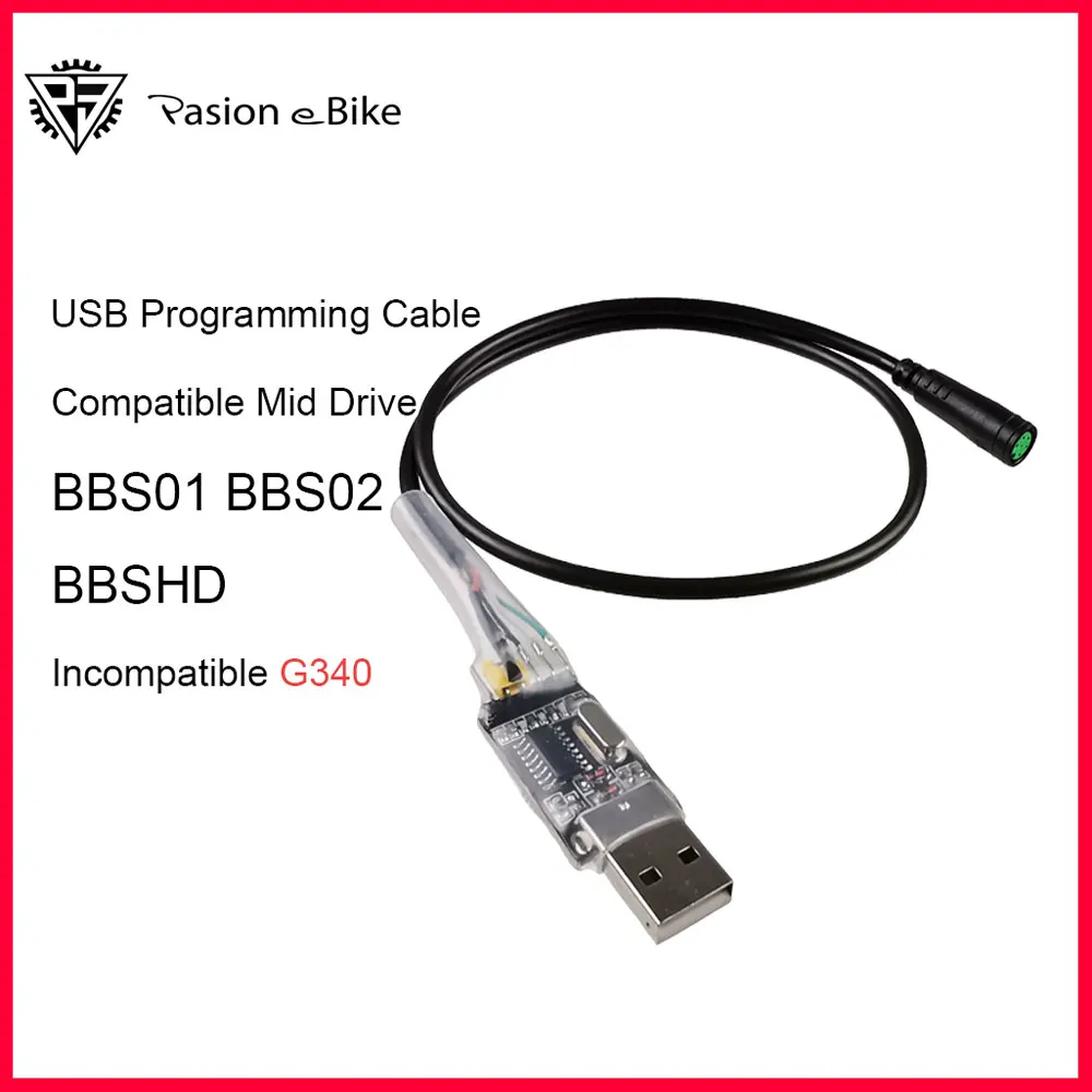 

eBike USB Programming Cable for 8fun / Bafang BBS01 BBS02 BBS03 BBSHD Mid Drive Center Electric Bike Motor Programmed Cable