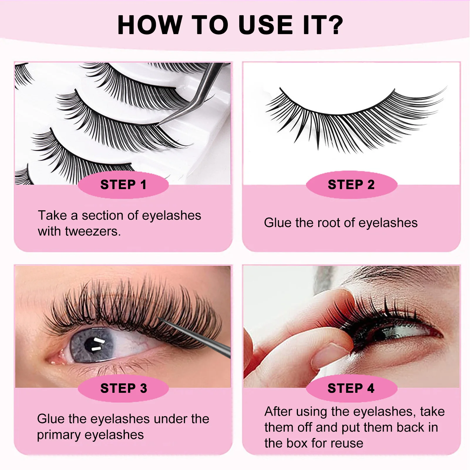 10 Paar gefälschte Wimpern, Anime-Wimpern, flauschige Wimpernverlängerung, natürliches tägliches Make-up, Manga-Wimpern, schwarzes Band, falsche Wimpern