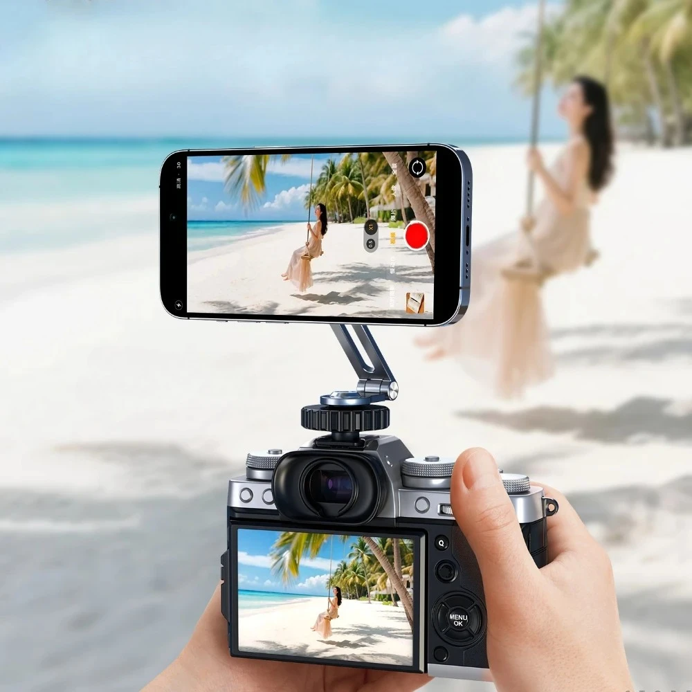 

Magnetic Cold Shoe Phone Holder Adapter with 1/4" Screw Magnetic Phone Tripod Mount for IPhone 17-12 DSLR Camera Monitor