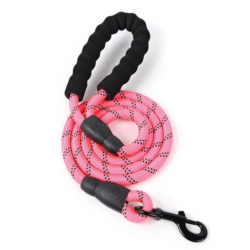 Hot pet products pvc reflective nylon round dog leash medium and large dog pet leash