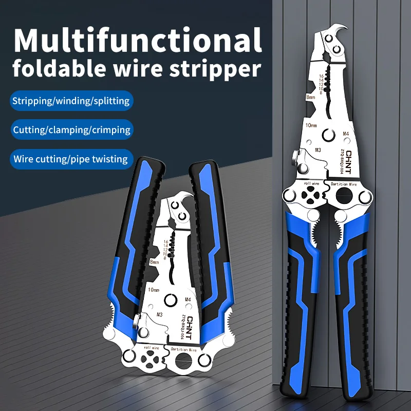 

Многофункциональные складные клещи 21-в-1 для зачистки, обжима и резки проводов, портативные электрические клещи для обрезки, обжима и намотки кабелей