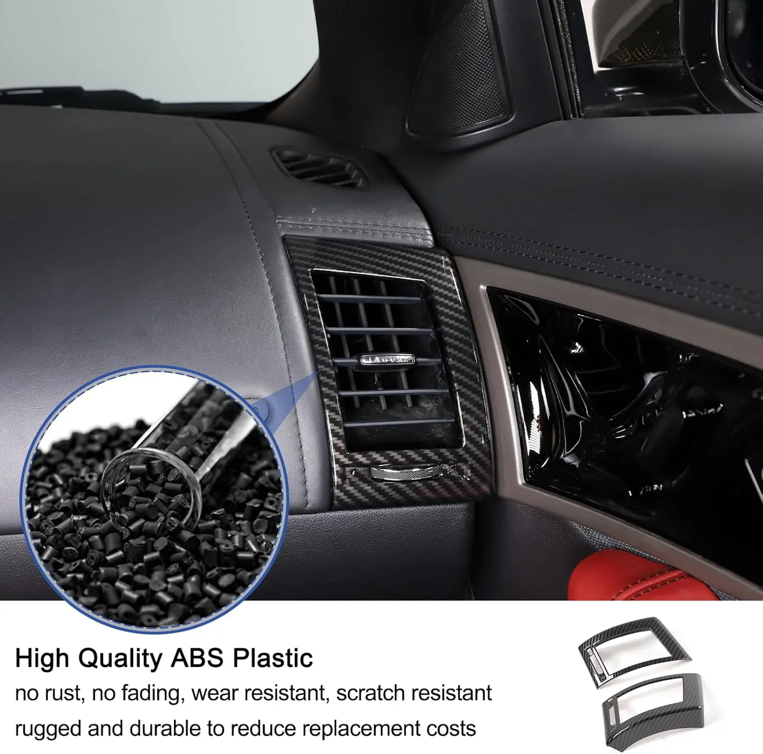 

ABS Carbon Style Instrument Side Air Condition Outlet Frame Trim For Jaguar F-Type X152 2013-2024 Air Vent Decorative Cover