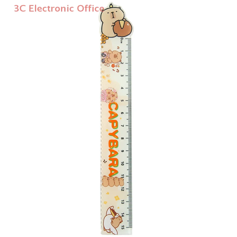 Cartoon Capybara Ruler Wavy Lines Creative Straight Ruler Kawaii Design Drawing Tool For Student School Office Supplies Gifts