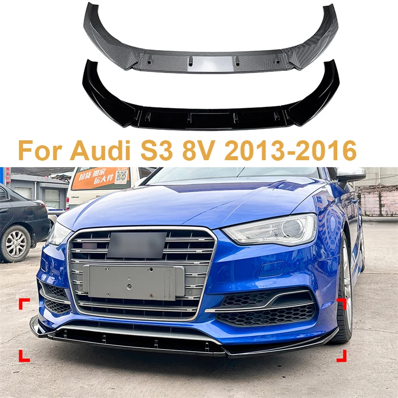 

Glossy Black Car Front Bumper Spoiler Lip Lower Splitter Protector Blade Spoiler Diffuser Deflector 2013 - 2016 For Audi S3 8V