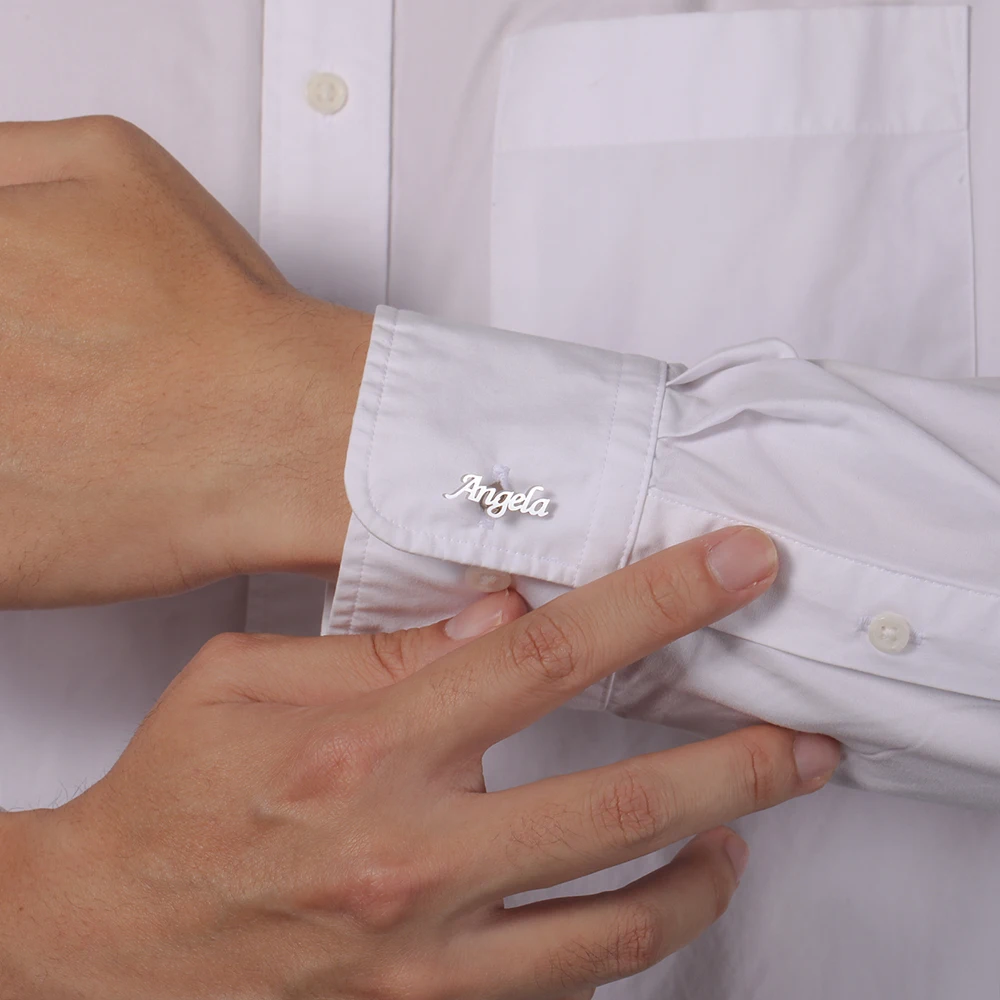 Sipuris Maßgefertigte Initialen-Manschettenknöpfe aus Edelstahl für Damen und Herren, Bräutigam-Hemd-Initialen, Luxuriöser Personalisierter Schmuck, Hochzeitsgeschenk – Detail 8