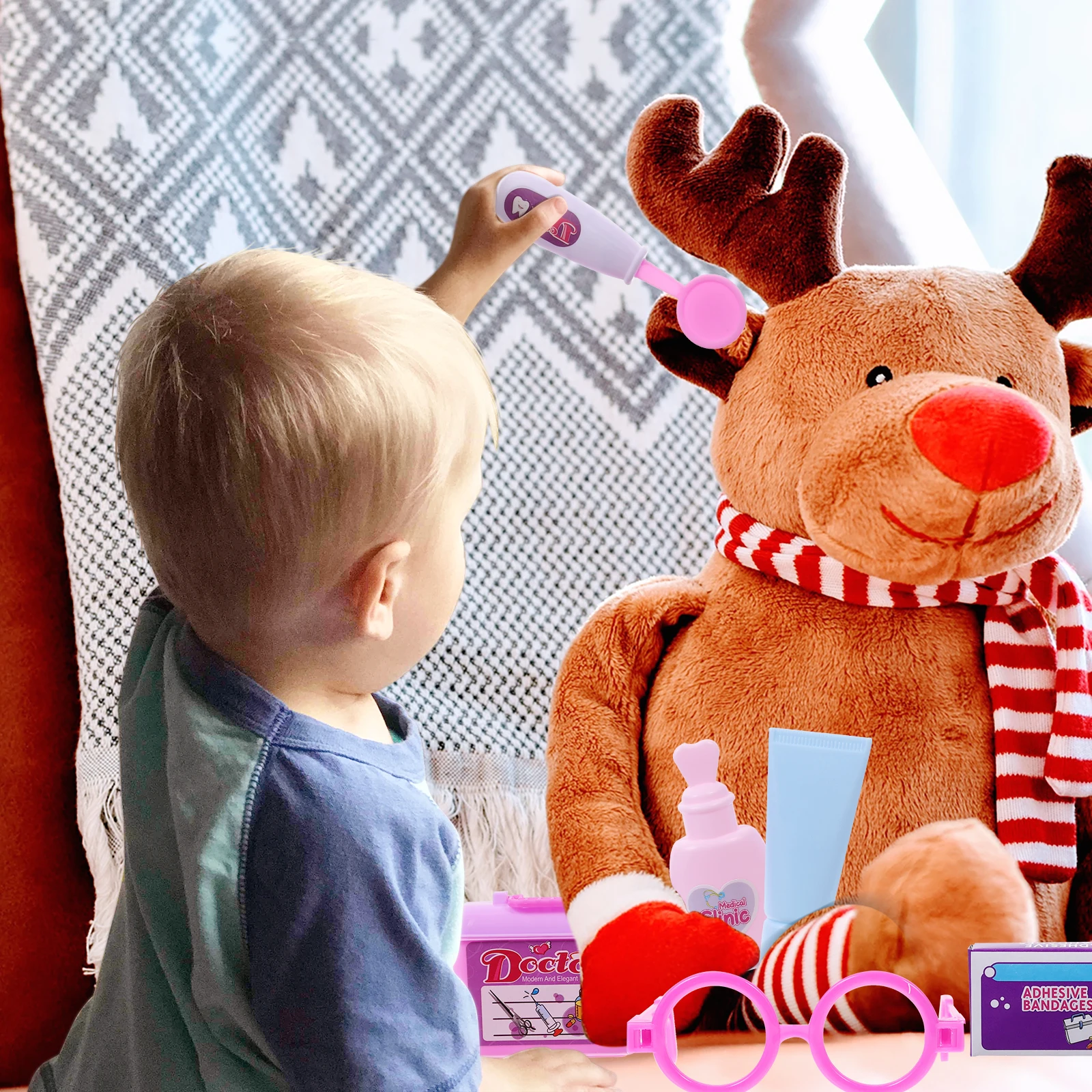 

14Pcs Educational Doctor Kit Pretend Play Medical Tools Stethoscope Durable Plastic Set for Kids Empathy and Motor Skills