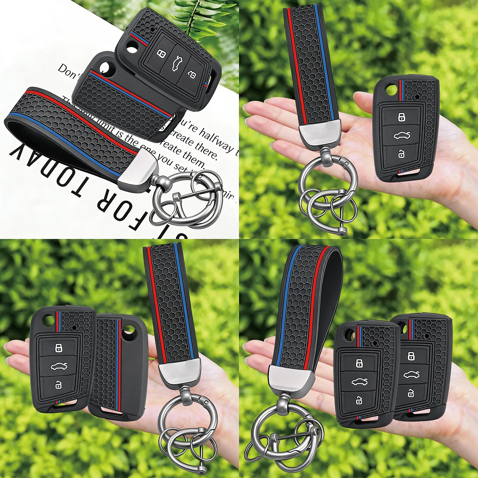Car Silicone Key Case Cover for VW Volkswagen Golf 7 MK7 Tiguan MK2 T-roc T-cross Skoda Octavia Kodiaq Karoq Seat Ateca Leon Fob