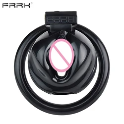 FRRK Black Pink Hard Plastic Chastity Belt Cock Cage Small Cocklock Device Vagina Male Penis Rings Sex Tooys for Man