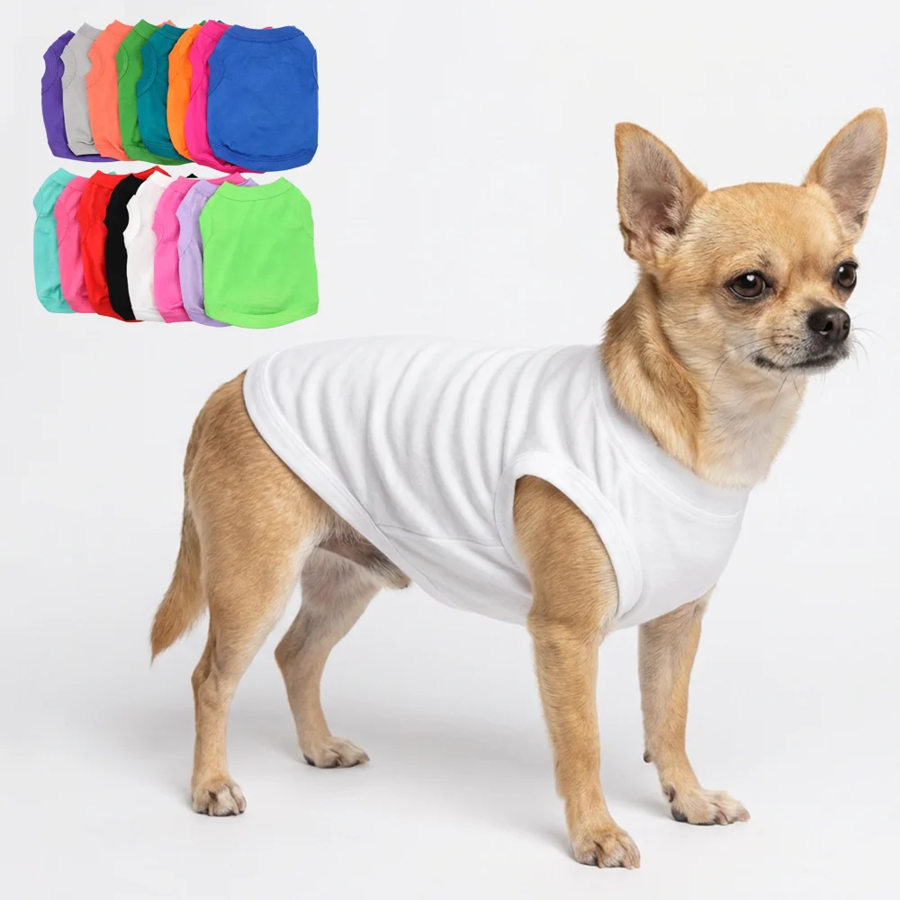 Soft Cotton Blank Dog Shirt, Breathable Spring Summer Pet Apparel, Lightweight Plain Dog T product image
