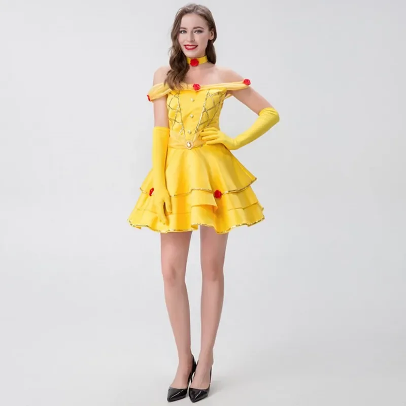 فستان الأميرة مثير حسناء الهالوين للنساء ، فستان خيال خيالي ، جمال الوحش تأثيري ، أزياء أنيمي ، ملابس نسائية ، عيد الهالوين