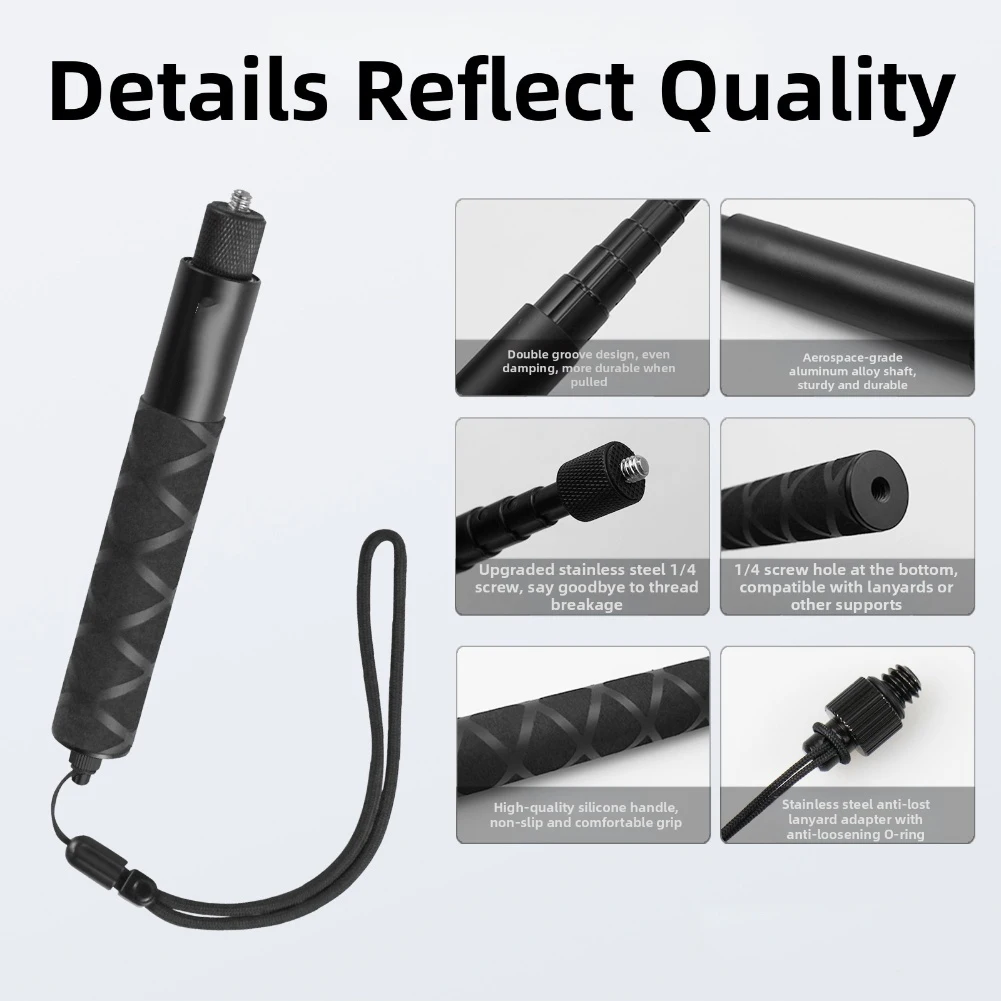 Camera Invisible Selfie Pole 70/120cm Direct Pull Extendable Rod For Insta360 For DJI Action Camera Selfie Extender Accessory