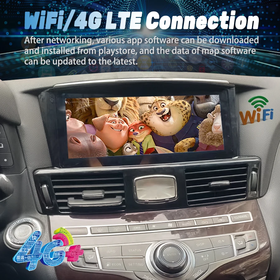 لإنفينيتي Q70 Q70L M25 M35 M37 M56 2013-2019 راديو السيارة 10.25 بوصة شاشة الوسائط أندرويد 13 مشغل فيديو ستيريو تلقائي لتحديد المواقع Carplay