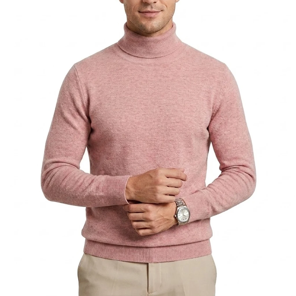 Herren Warmer Rollkragenpullover Einfarbiger Anti-Pilling Strickpullover Klassischer Herbst Hochwertiger Gestrickter Trendiger Herren Winter Streetwear – Detail 18