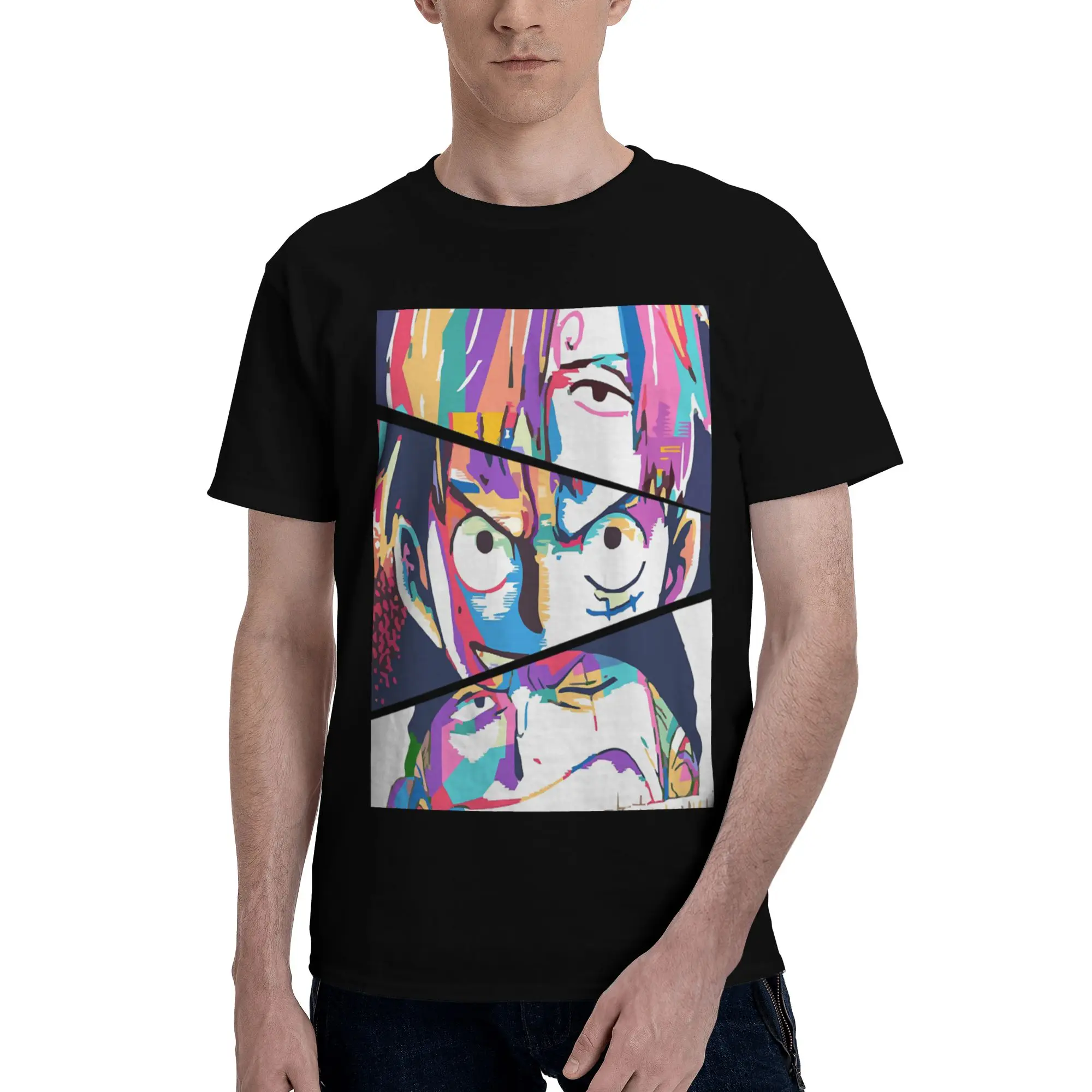Sanji Luffy Zoro  Men's T Shirt One Piece Hipster Tee Shirt Short Sleeve Round Collar Pure Cotton Unique Clothing T-Shirt