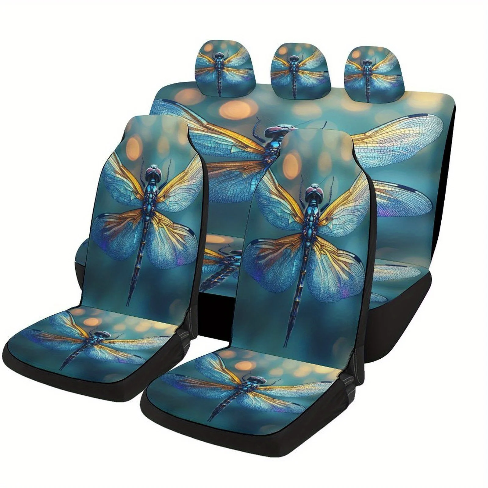 

Dragonfly Wings Glow Designed Car Seat Cover Set For Most Cars, Trendy Novelty High-quality Car Seat Protector Covers Full Set,