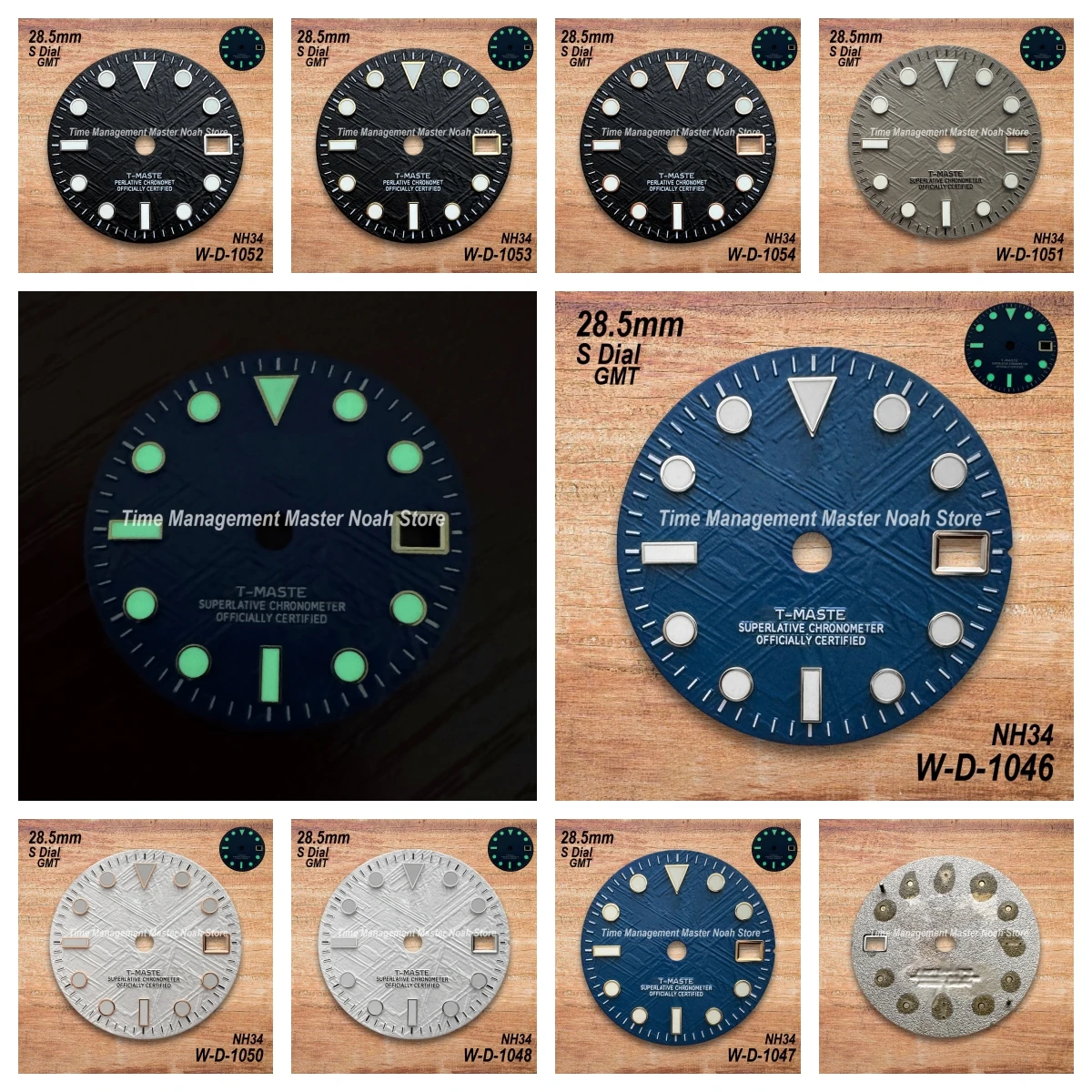 

28.5mm S Logo GMT Meteorite Dial Fit NH34 Japan Movement Green Luminous High Quality Watch Modification Accessories
