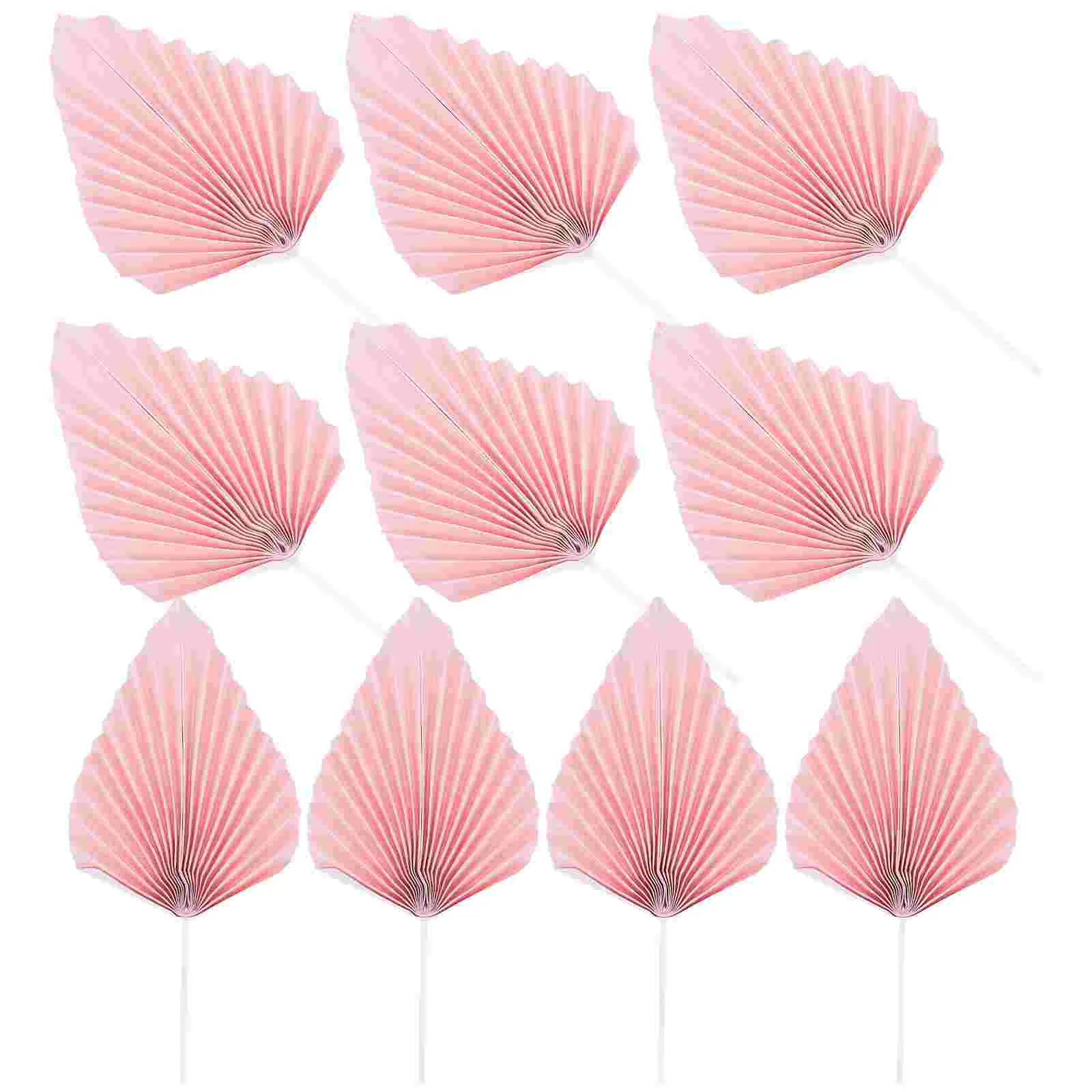 10PCS Palm Leaves Paper Fan Cakes Topper Birthday Cake Picks Cake Inserts Decorations Cupcake Topper