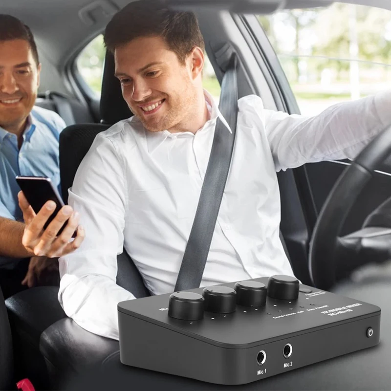 ABSQ-Digital Audio Sound Machine AUX IN/OUT BT Connection Dual Mic Inputs Karaoke Sound Mixer For Karaoke Smart TV PC Speaker