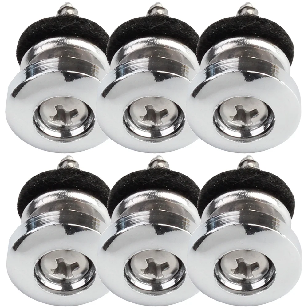 

6pcs Strap Buttons Felt Iron Material Durable Easy Install No Modification Smooth Electroplated Surface Guitar Strap Locks Set