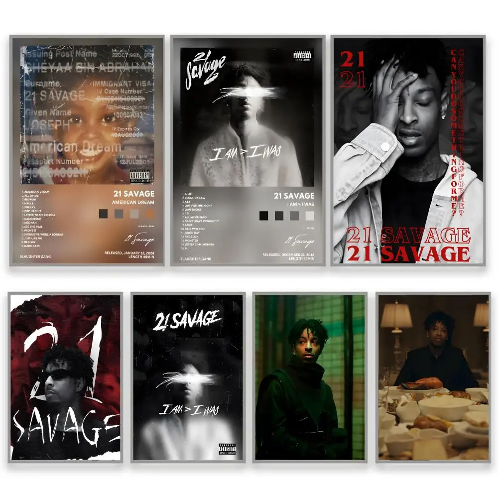 Popular Singer Rapper 21 S-Savage Poster Waterproof Canvas Art Wrinkle Free Wall Hanging For Home Living Room Bedroom Decor