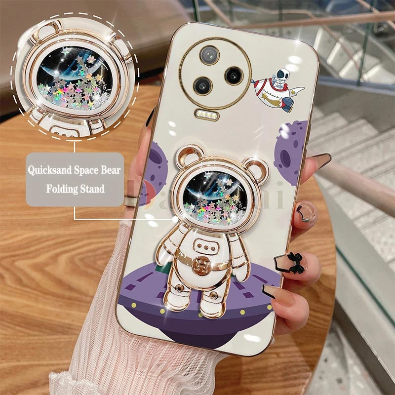 Quicksand Shuttle Astronaut Plating Phone Holder Case For Infinix Note 12pro 12 12 VIP 10 Pro 10 11 11Pro Hot 12 11S 10 Cover