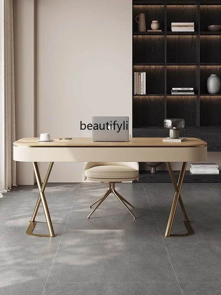 Modern simple ash wood solid wood desk home computer desk design sense