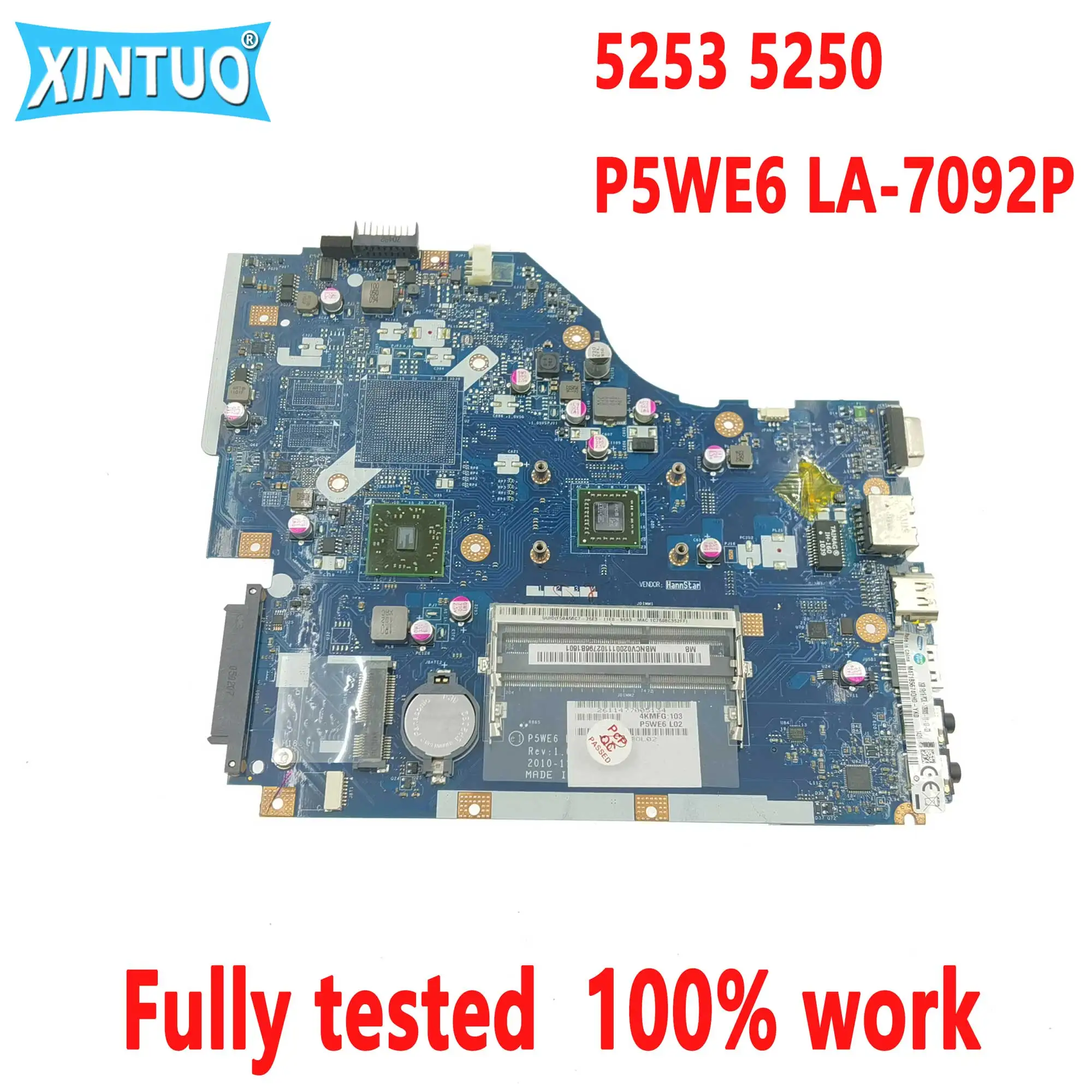 

P5WE6 LA-7092P motherboard for Acer Aspire 5253 5250 laptop motherboard MBNCV02001 DDR3 100% test work