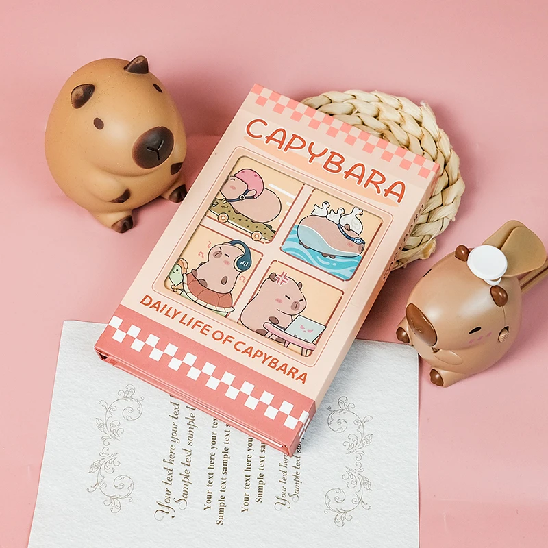 Cartoon Cute Kids Journal Notebook Creative Kawaii Capybara Series Diary Book Children Hard Cover Trifold Notebook Gifts