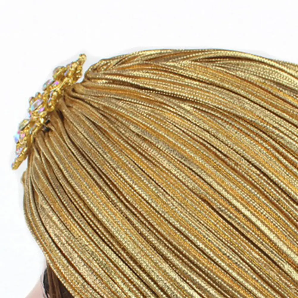 Retro Inspired Hair Accessory Vintage Turban Hat with Rhinestone Embellishments Retro Pleated Headscarf for Women 20s 30s Style