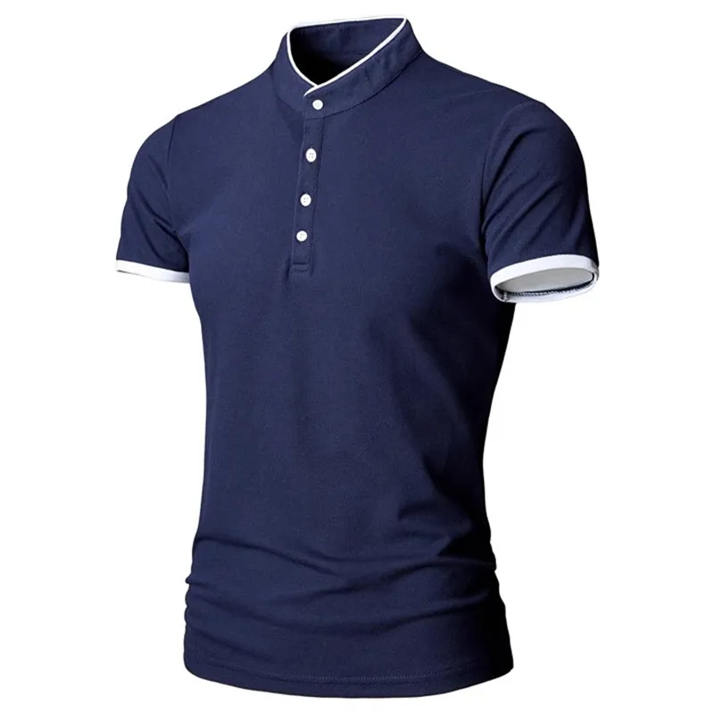 2023 Fashion Brand Polo Shirt Men\'s Summer Mandarin Collar Slim Fit Solid Color Button Breathable Polos Casual Men Tshirts Top