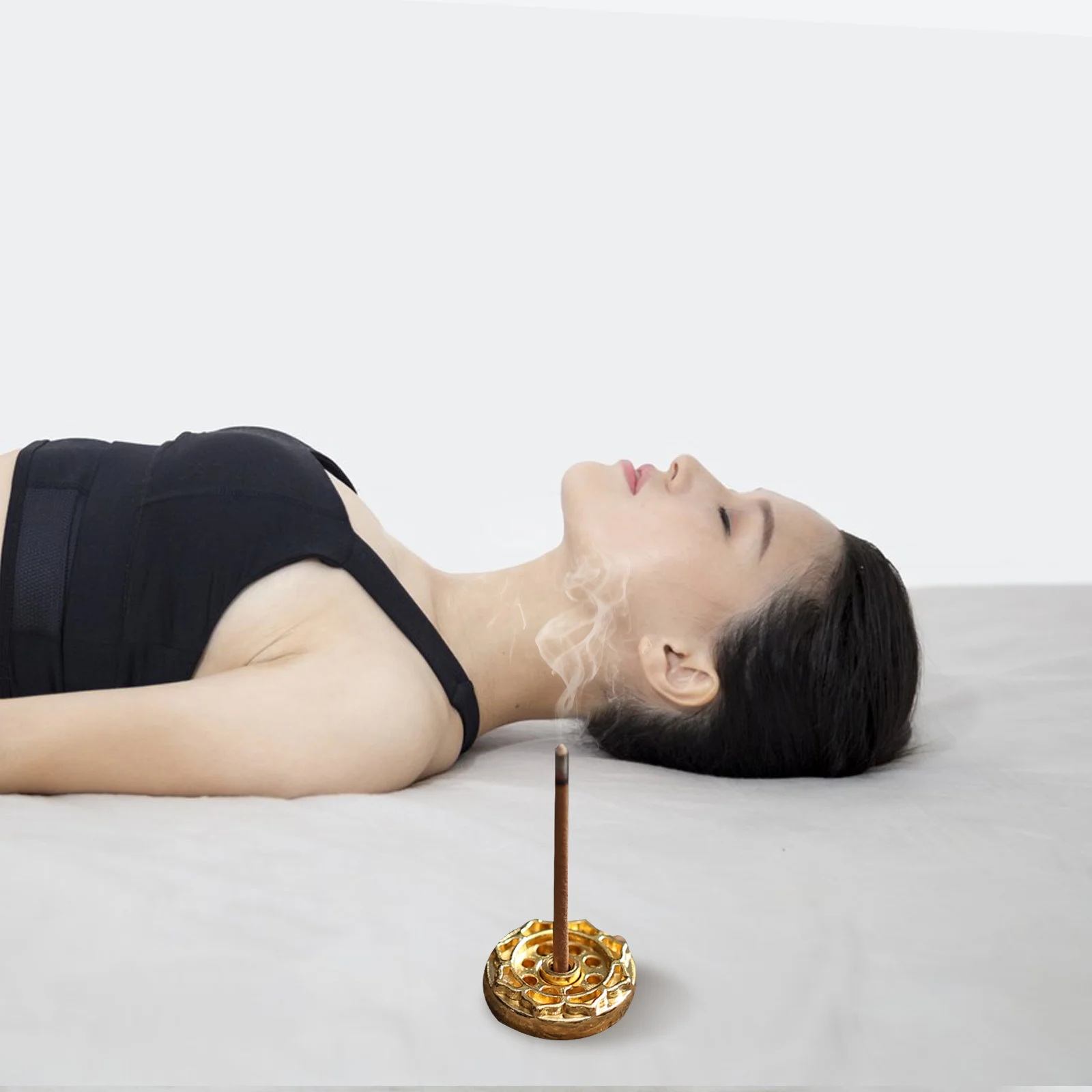 

10Pcs Copper Alloy Lotus Incense Burner Mini 9 Holes Inserted Base Holder for Bedroom Yoga Meditation