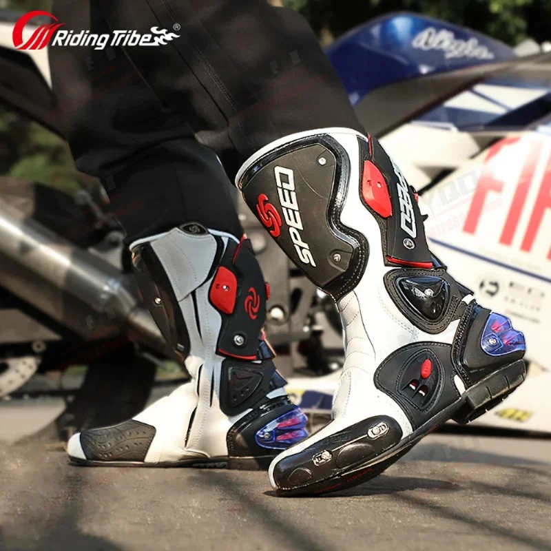 

Riding Tribe Men Motorcycle Boots, Moto Racing Motocross Off-Road Boots, Motorbike Riding Shoes Botas Moto