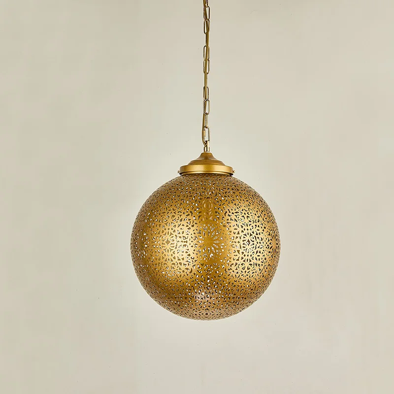 Moroccan Retro Chandelier Turkish Hollow Lantern Wrought Iron Ceiling Light Antique Arabian Retro Loft Pendant Lamp