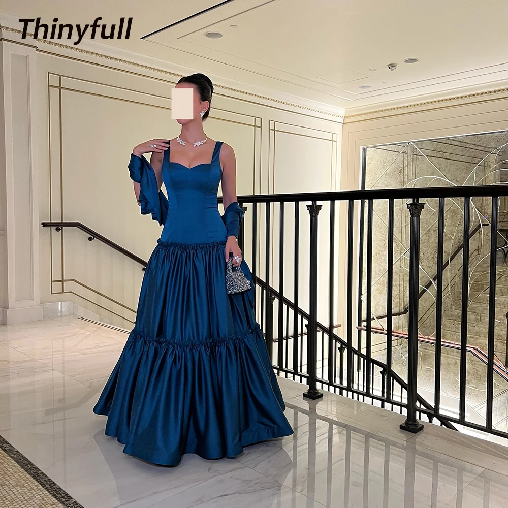 

Thinyfull A-line Satin Prom Dress Sweetheart Sleeveless Evening Dresses Arab Long Formal Prom Gown Robe De Soirée Customized