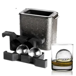 Crystal Clear Ice Ball Maker - Ice Ball Spherical Whiskey Tray Mould Maker (Bubble-Free 2-Cavity 2.35