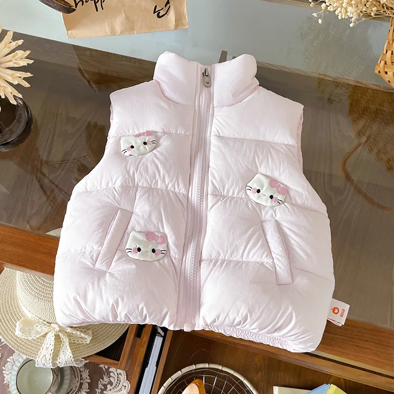 

Hello Kitty Autumn Winter Girl Sleeveless Down Jacket Sweet Outdoors Keep Warm Comfortable Vest Birthday Gift Christmas Gift