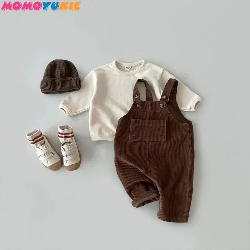 2024 Spring Autumn Children\'s Clothing New Style Baby and Toddler Fashion Multi-color Corduroy Casual Shoulder Straps and Pants