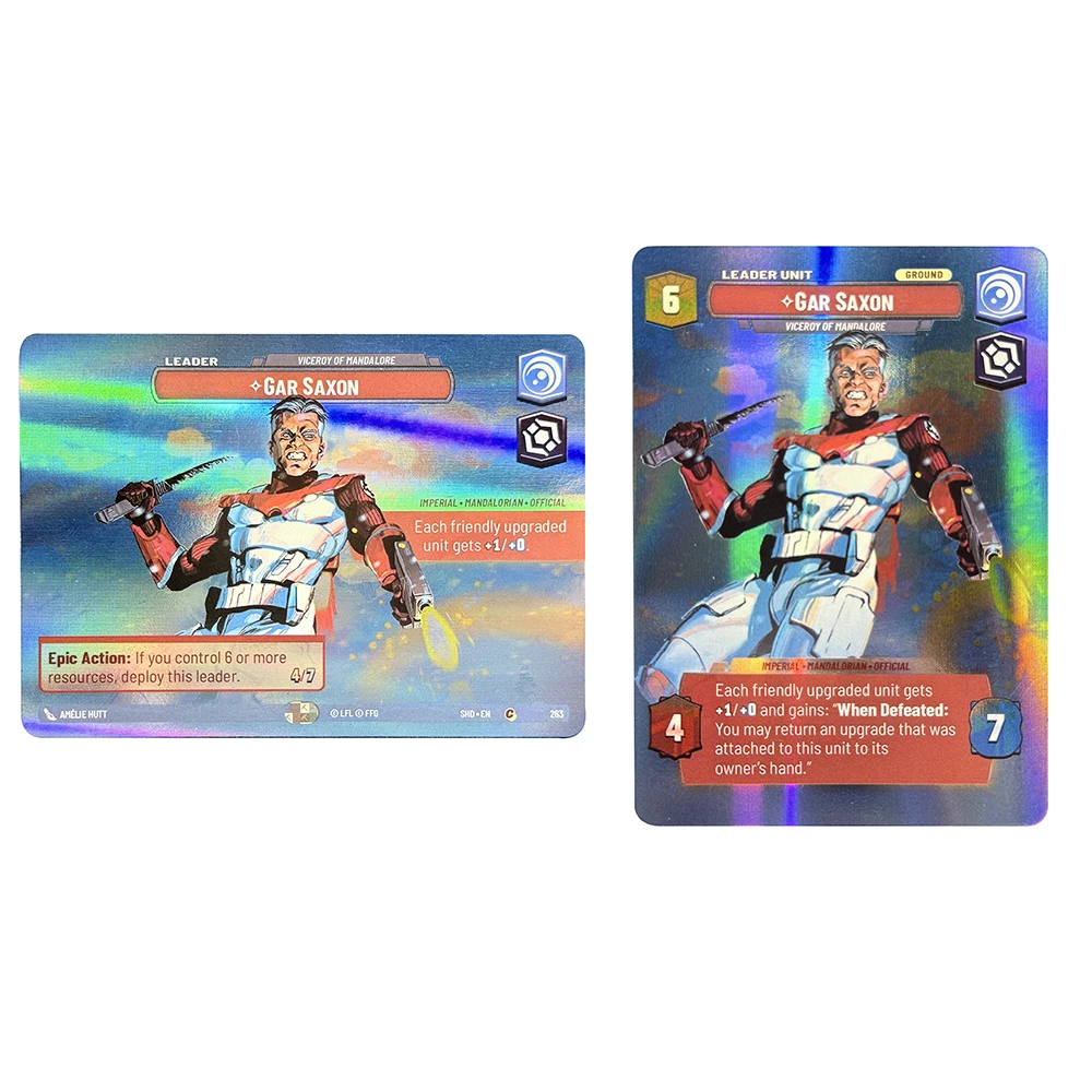 

Star War Showcase Proxy Cards Shadows of the Galaxy Bo-Katan Kryze Moff Gideon Rey Cad Bane The Mandalorian Foil TCG Cards