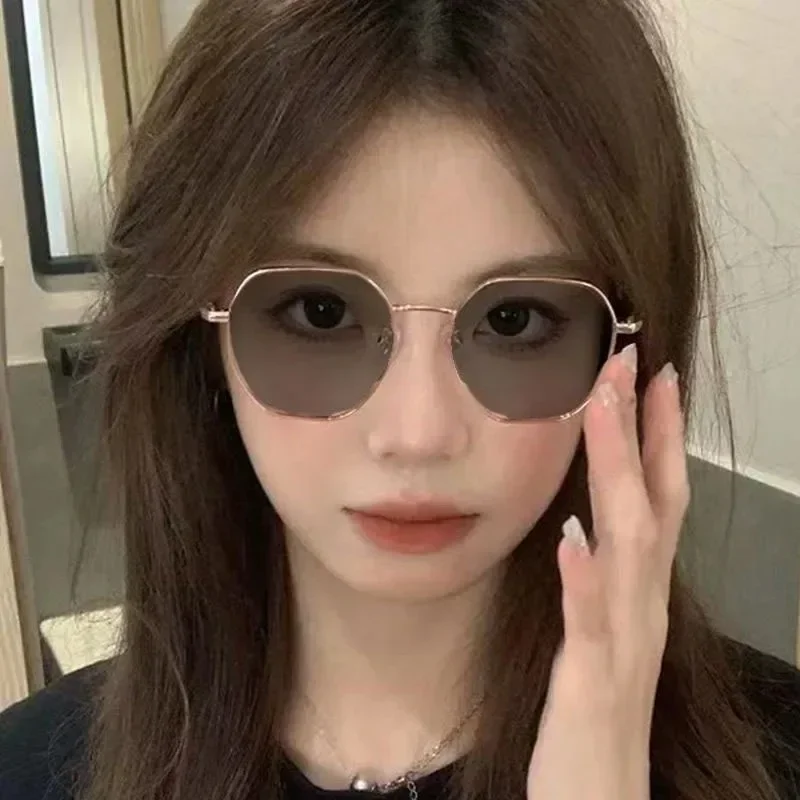 Gold Wire Large Frame Outdoor Smart Sunglasses Photochromic Myopia Glasses Women Men Minus Sight Eyeglasses Degree 0 To -4.0