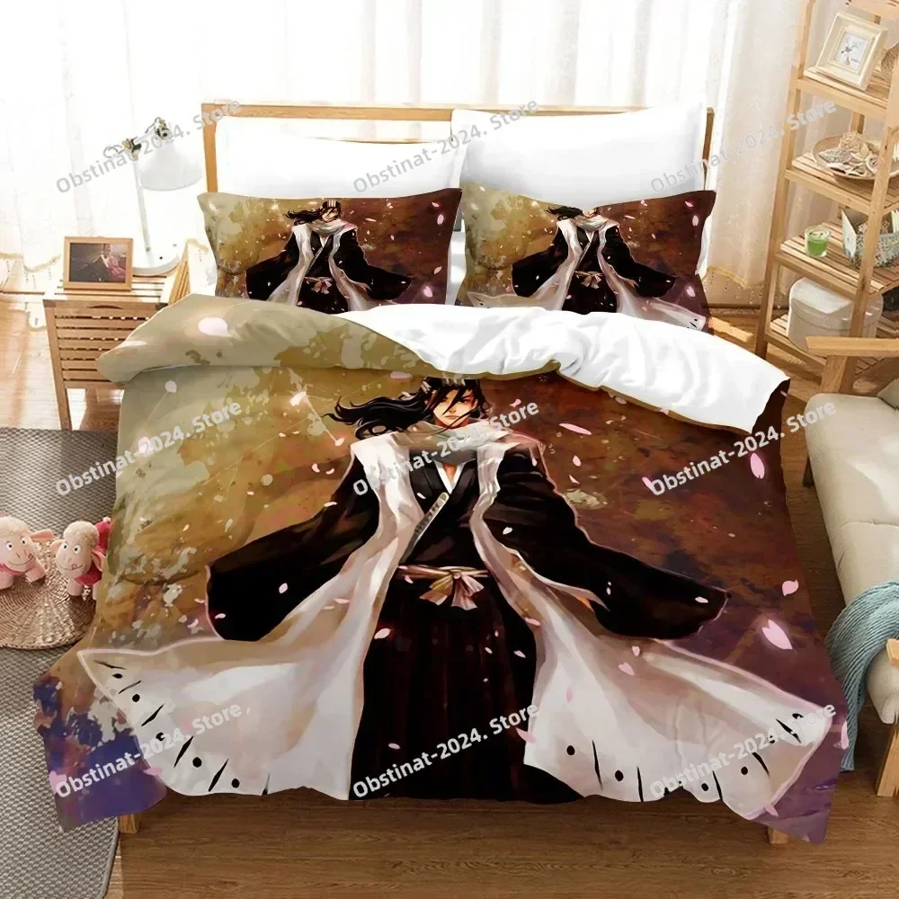 Anime Bleach Toushirou Ichigo Bedding Set Printed Bed Set With Pillowcase Duvet Cover Soft Single Double Queen Super King Size
