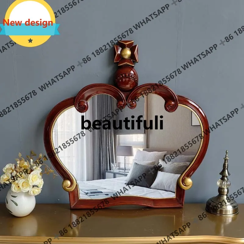European American antique decoration king crown mirror gold vanity mirror bathroom mirror b567