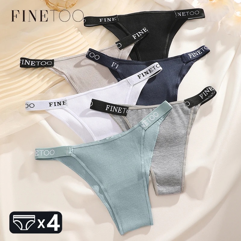 4Pcs Cotton Brazilian Panties Women's Low-Waist Bikini Underwear Sexy Breathable Stretchy Belt Briefs Solid Color Lingerie M-XL